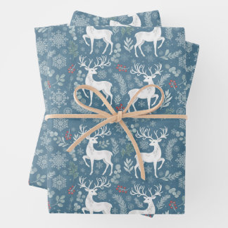 Kerst Rendieren, Bosbessen, Sneeuwvlokken Inpakpapier Vel