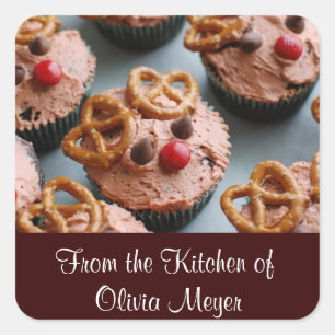 Kerst rendieren cupcakes vakantie Stickers