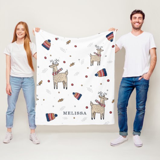 Kerst rendieren Petten rustiek gepersonaliseerd Fleece Deken (In situ)