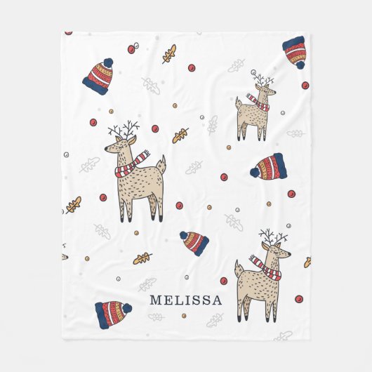 Kerst rendieren Petten rustiek gepersonaliseerd Fleece Deken (Voorkant)