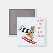 Kerst Rendieren Skiën Magneet (Voorkant / Achterkant)