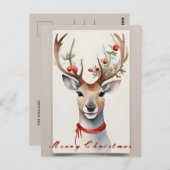 Kerst rendieren Waterverf Briefkaart (Voorkant / Achterkant)