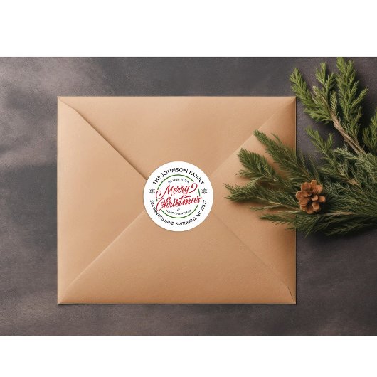 Kerst retour adres Classic ronde Sticker