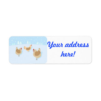 Kerst retour adres label met kippen!
