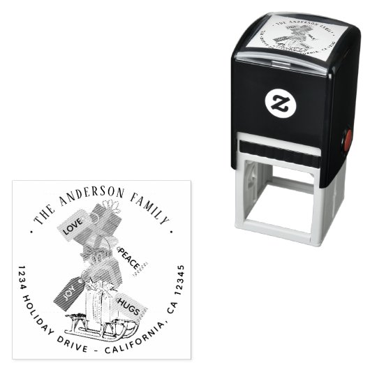 Kerst retour adres zelf inkt rubberen stempel (In situ)