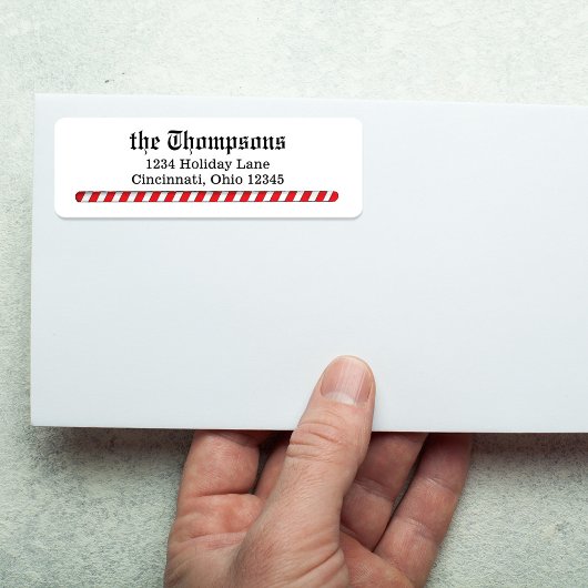 Kerst retouradres Candy Cane Stripes Etiket