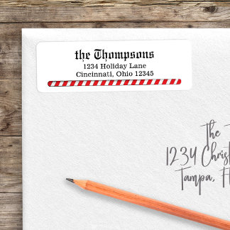 Kerst retouradres Candy Cane Stripes Etiket