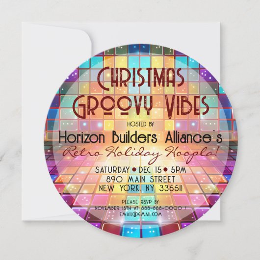 Kerst Retro Groovy Vibes Party Uitnodiging (Voorkant)