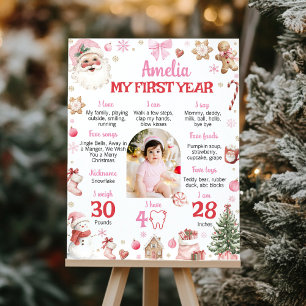Kerst Retro Kerstman Verjaardag Mijlpaal Foto Poster