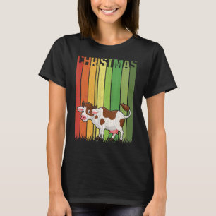 Kerst Retro Koe Cute Groep Matching Kerstmis Vakan T-shirt