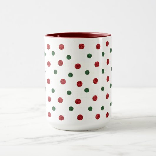 Kerst Retro Stippen Patroon Rood Groen Mok (Midden)