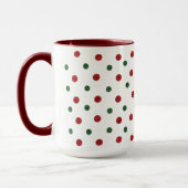 Kerst Retro Stippen Patroon Rood Groen Mok (Links)