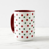 Kerst Retro Stippen Patroon Rood Groen Mok (Voorkant links)