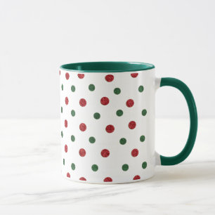 Kerst Retro Stippen Patroon Rood Groen Mok
