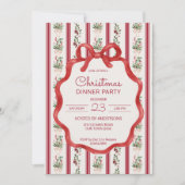 Kerst retro strepen grootmilenial diner partij kaart (Voorkant)