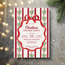 Kerst retro strepen grootmilenial diner partij kaart