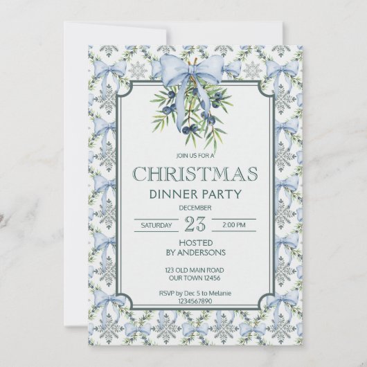 Kerst retro strepen grootmilenial diner partij kaart (Voorkant)