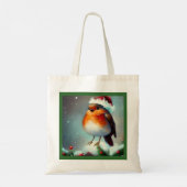 Kerst Robin 1 Tote Bag (Achterkant)