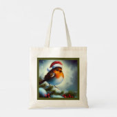 Kerst Robin 3 Canvas tas (Achterkant)