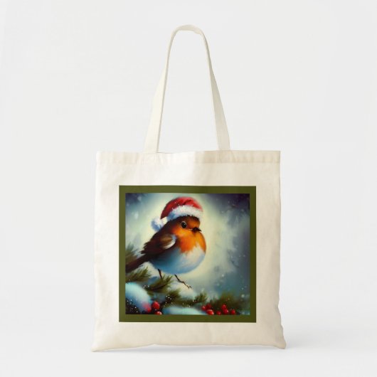 Kerst Robin 3 Canvas tas (Voorkant)