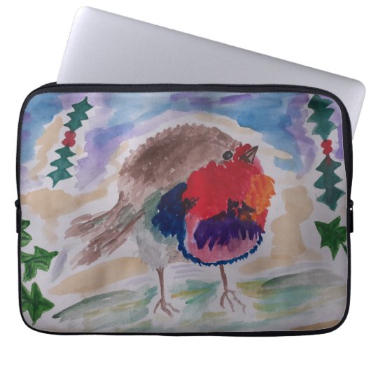 Kerst Robin Laptop Sleeve (Voorkant)