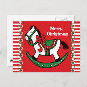 Kerst Rocking Paard Custom Feestdagenkaart (Voorkant / Achterkant)