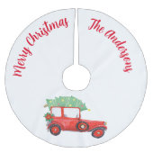 Kerst rode auto witte boom rok kerstboom rok (Voorkant)