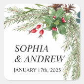 Kerst rode bessen bruiloft Sticker (Voorkant)