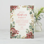 Kerst rode bessen groen kaart (Staand voorkant)