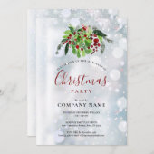 Kerst Rode Bessen Sneeuw Bedrijfs Kerstfeest Kaart (Voorkant / Achterkant)