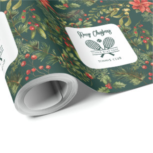 Kerst Rode bessen Tennis Club Feestdagen Custom Cadeaupapier