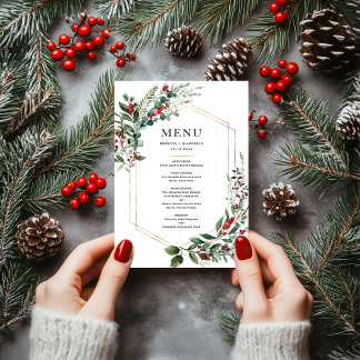Kerst Rode Bessen Winter Groene Huwelijk Menu