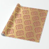 Kerst Rode Bow Gift Patroon Goud Cadeaupapier (Uitgerold)