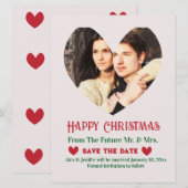 Kerst Rode bruiloft Save the Date Vakantie Kaart (Voorkant / Achterkant)