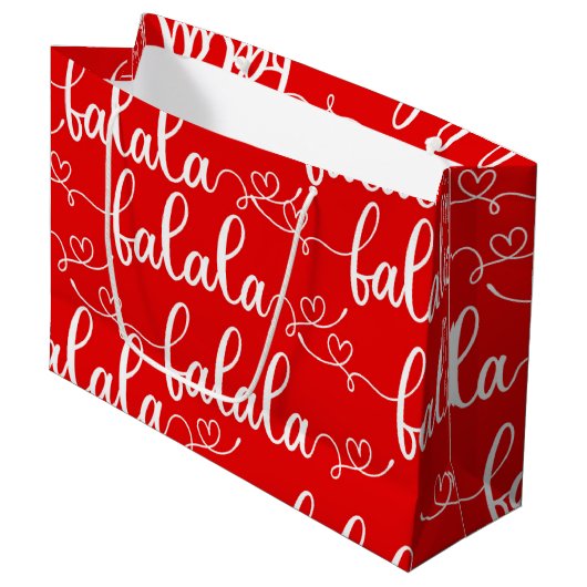 Kerst Rode FaLaLaLa Gift Bag Groot Cadeauzakje (Voorkant Gekanteld)