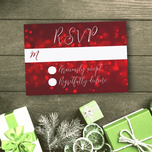 Kerst Rode Glanzende Licht RSVP Kaarten