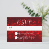 Kerst Rode Glanzende Licht RSVP Kaarten (Staand voorkant)