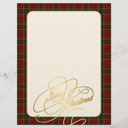 Kerst rode groene plaid lijst briefpapier (Voorkant)