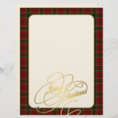 Kerst rode groene plaid lijst briefpapier (Voorkant / Achterkant)