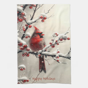 Kerst Rode Kardinaal Keuken Handdoek