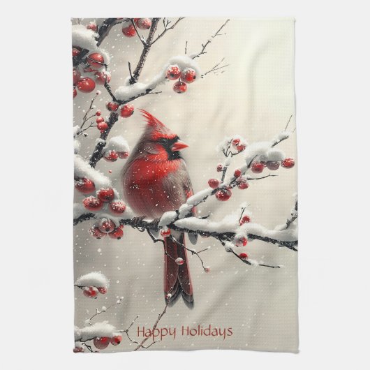 Kerst Rode Kardinaal Keuken Handdoek (Verticaal)