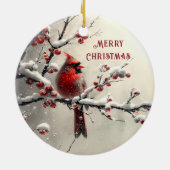 Kerst Rode Kardinaal Vakantie Ornament (Achterkant)