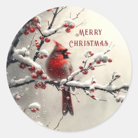Kerst Rode Kardinaal Vakantie Sticker (Voorkant)