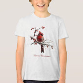 Kerst Rode Kardinaal Vakantie Tri-Blend Shirt (Voorkant)