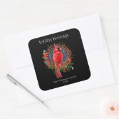 Kerst Rode Kardinaal Yule Solstice Boho Vakantie Vierkante Sticker (Envelop)
