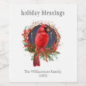 Kerst Rode Kardinaal Yule Solstice Boho Vakantie Wijn Etiket (Enkel label)