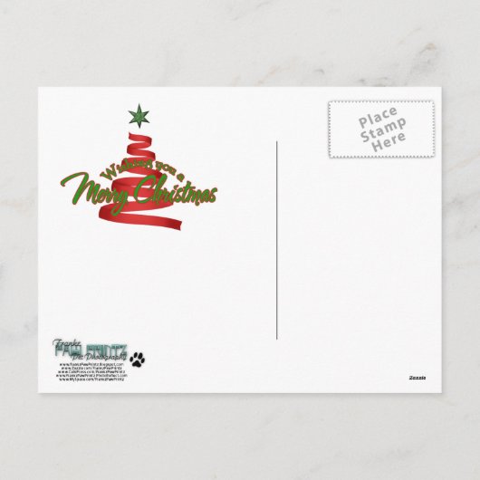 Kerst - Rode lintboom - Doberman Crestie Feestdagenkaart (Achterkant)