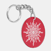 Kerst Rode ornamentaal monogram G-Clef Sneeuwvlok Sleutelhanger (Voorkant Links)