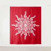 Kerst Rode ornamentaal monogram G-Clef Sneeuwvlok Wandkleed (Voorkant)