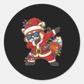 Kerst rode panda dabbing licht kerstmis voor ronde sticker (Voorkant)